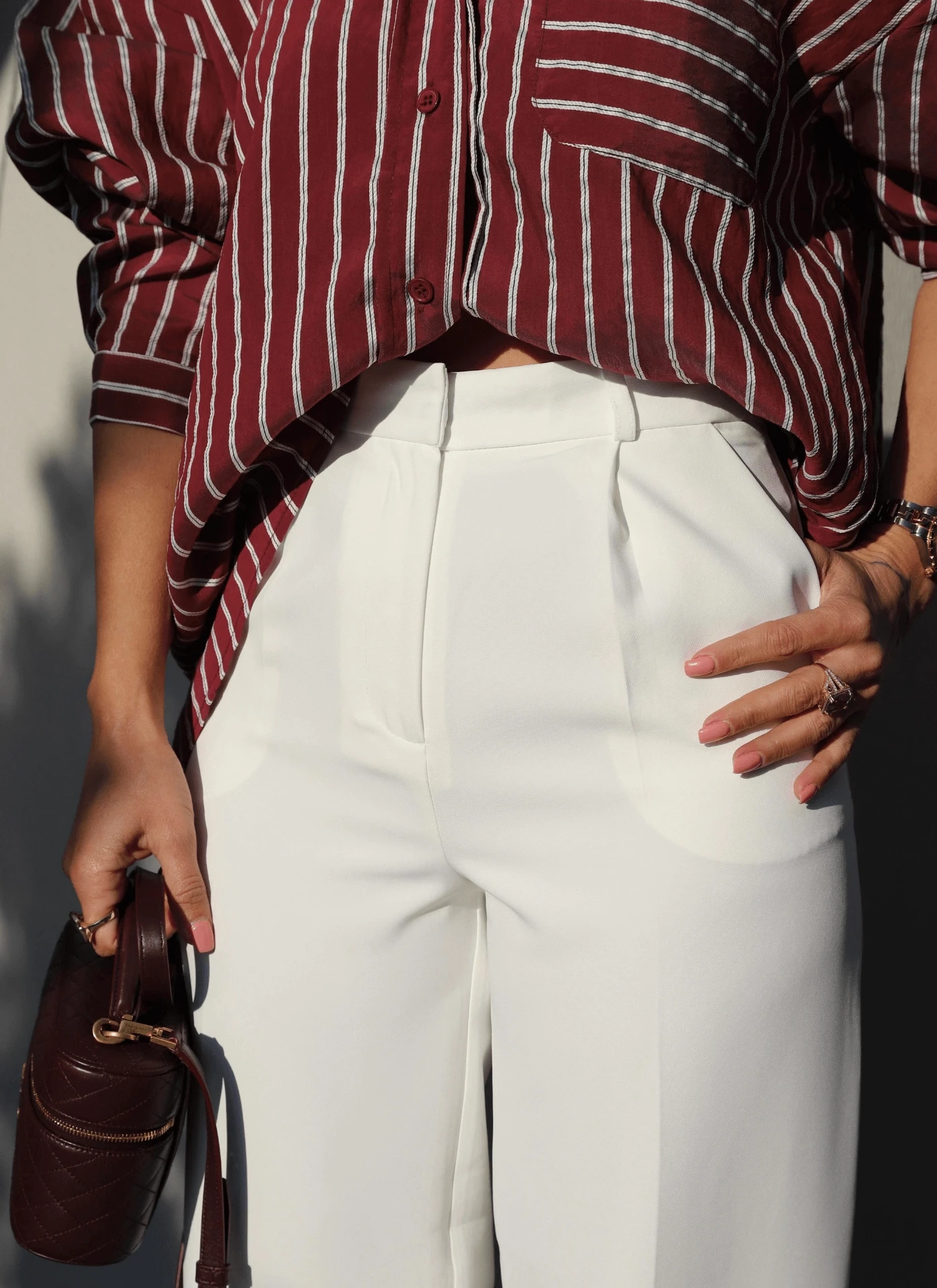 Beyaz Tek Pİle Palazzo Pantolon