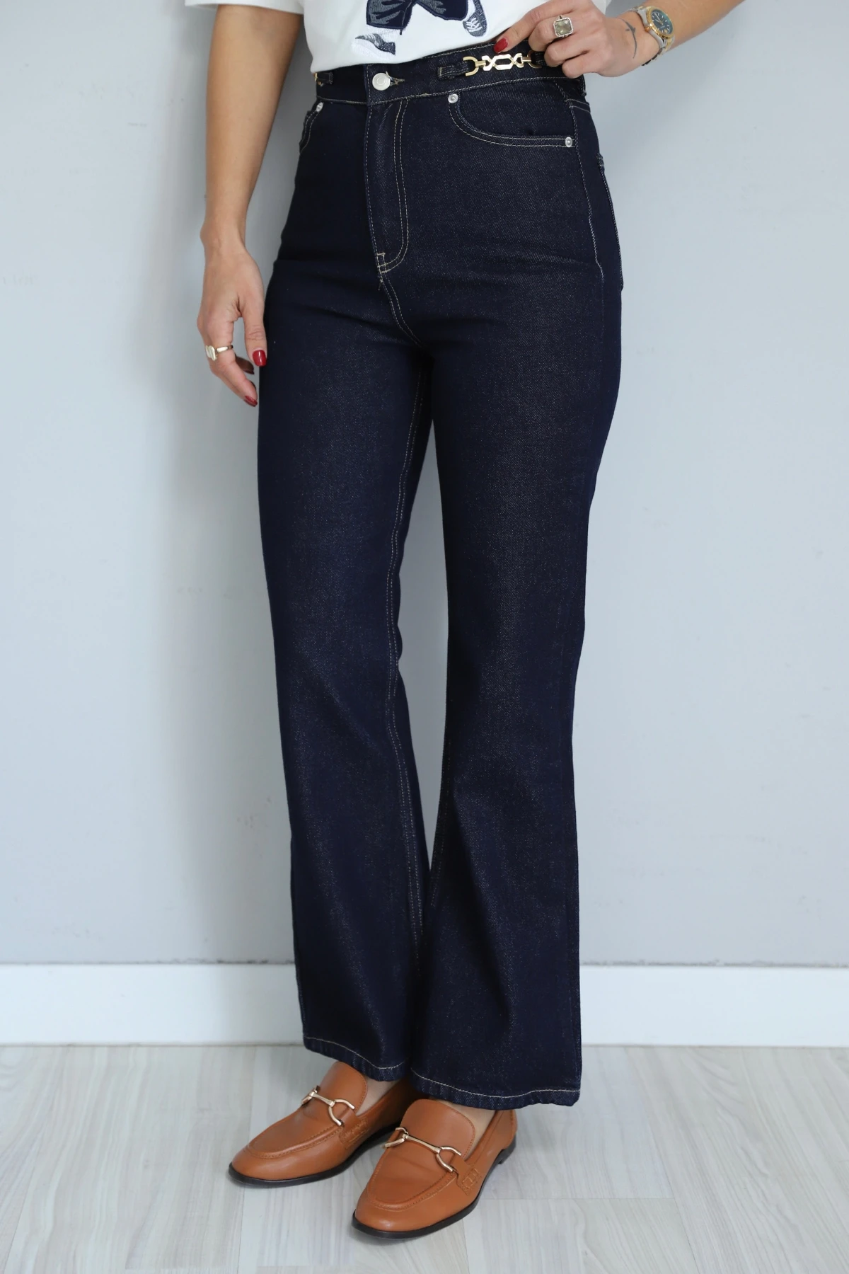 İspanyol Paça Bel Detay Pantolon