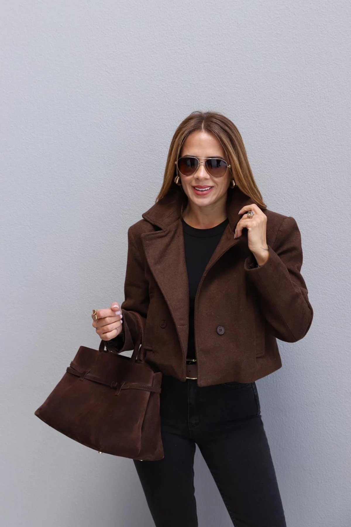 KAHVE Kısa Kaşe Ceket