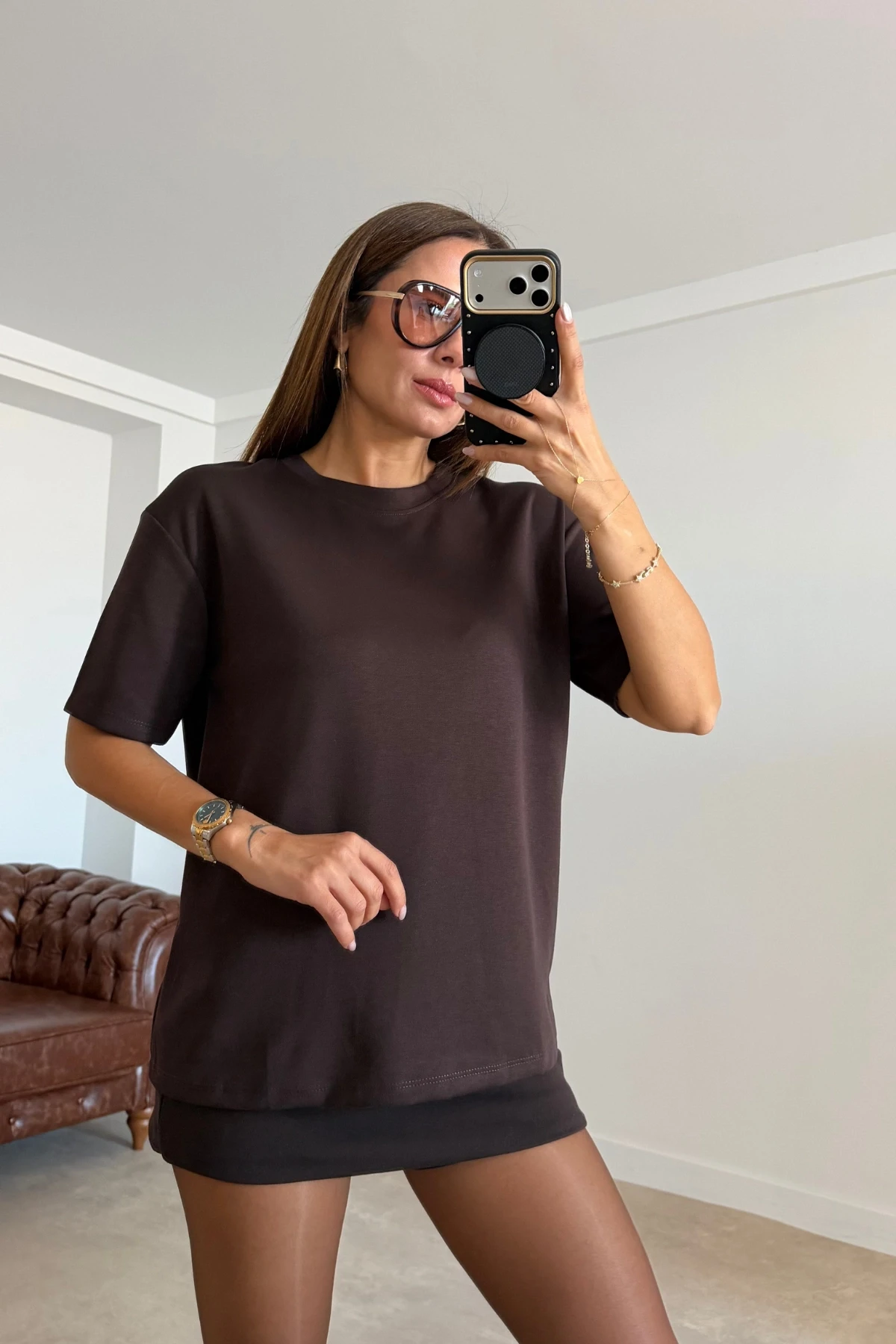 Kahverengi Basic Tshirt