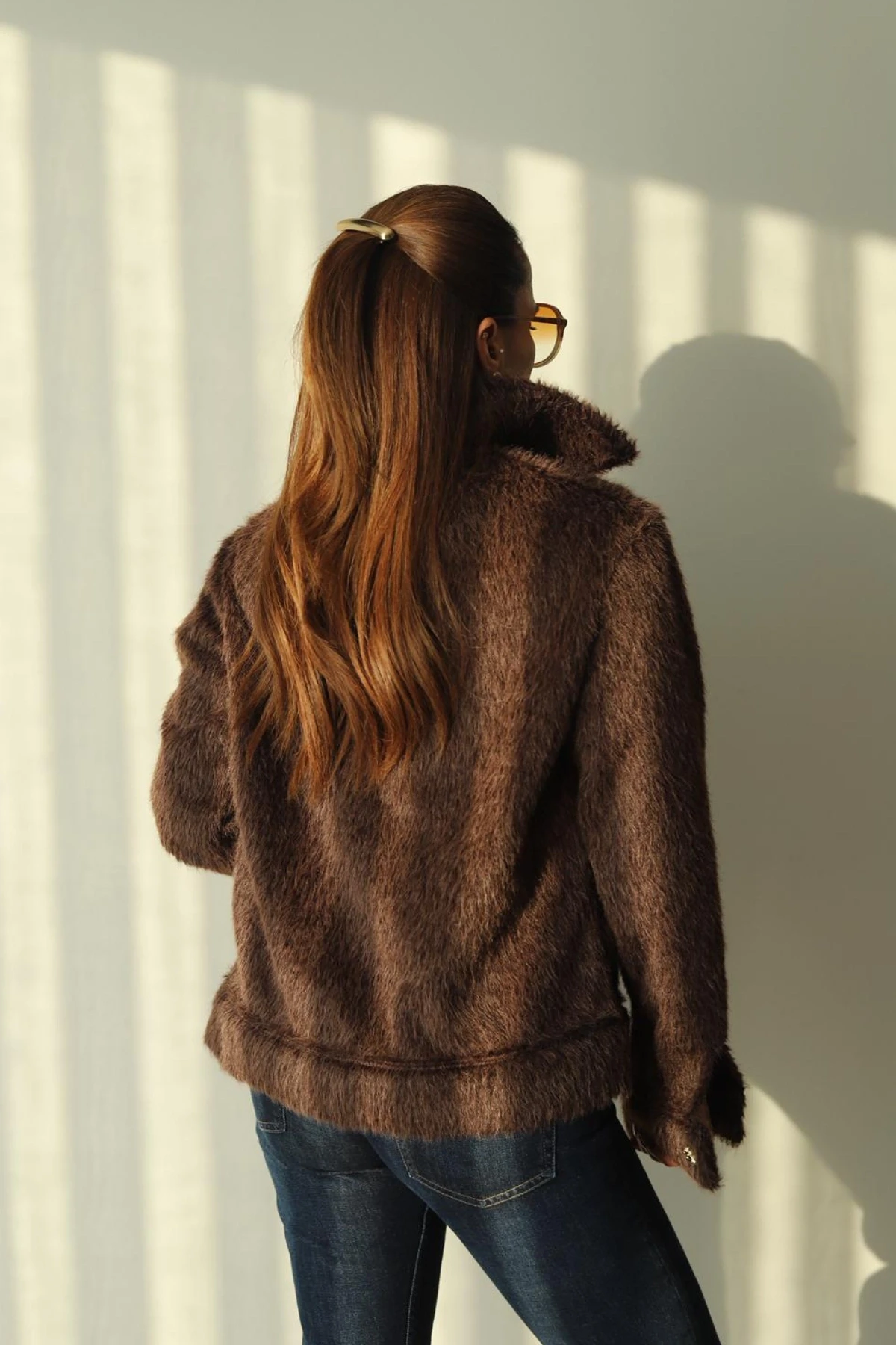 Kahverengi Gold Düğme Detay Ceket