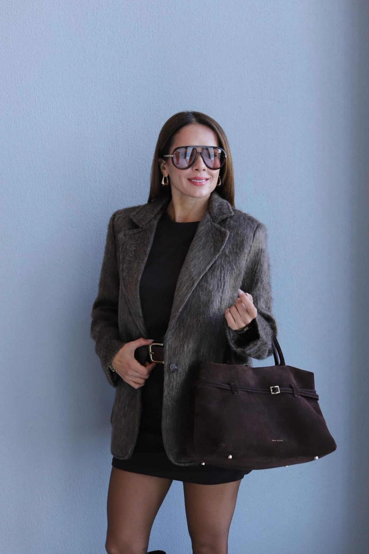 Kahverengi Kaşe Blazer Ceket