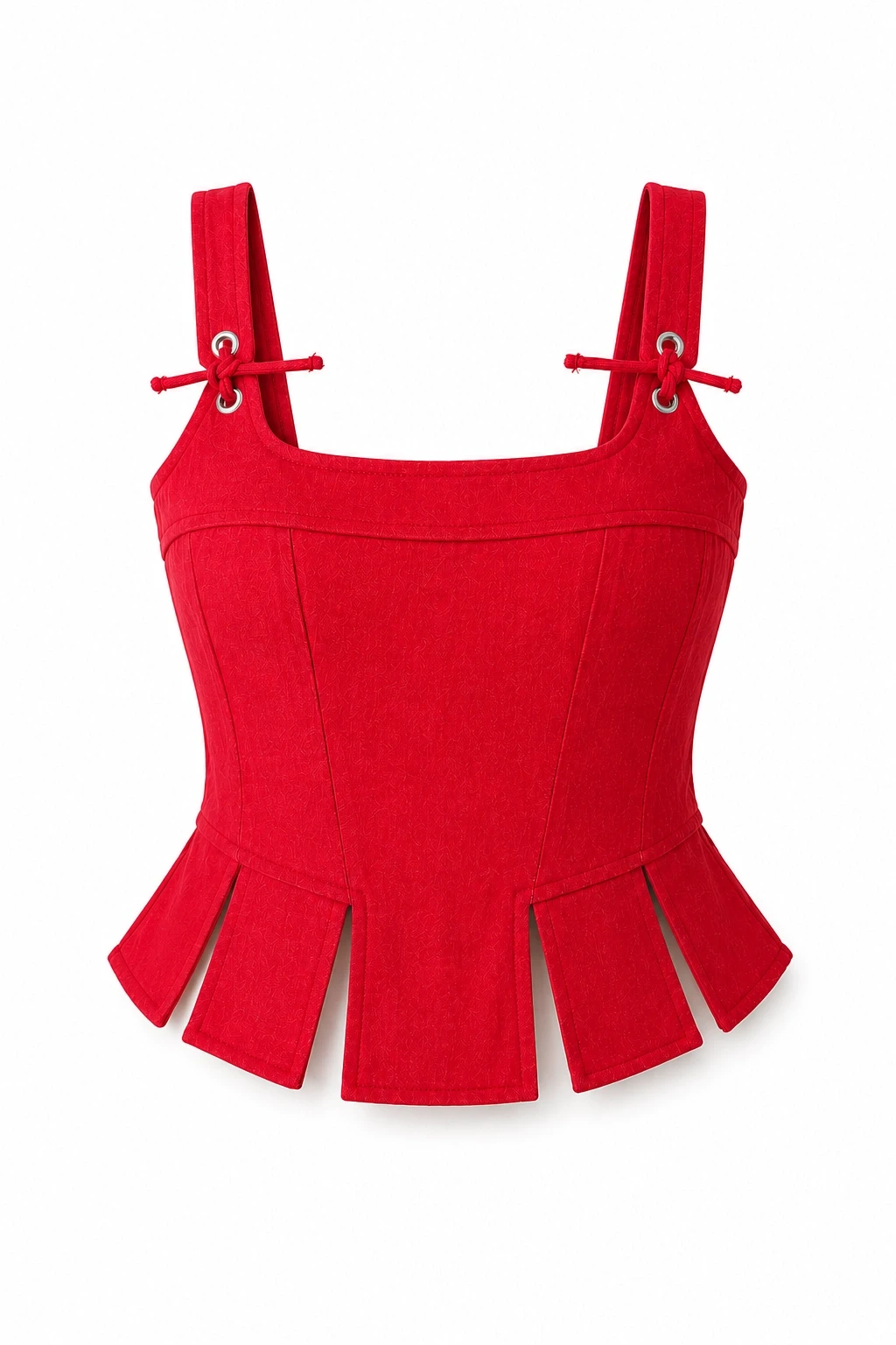 KIRMIZI Askısı Bağlamalı Parça Detay Crop Bluz