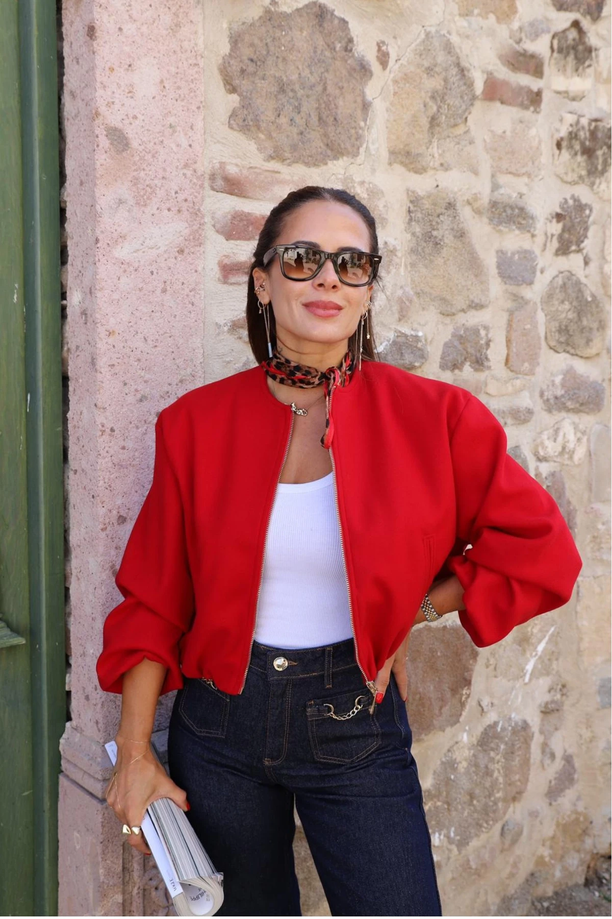 KIRMIZI Kaşe Bomber Ceket