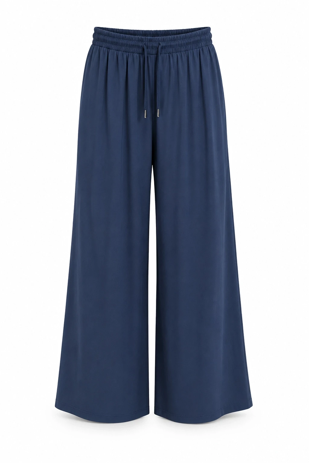 Lacivert Beli Lastikli Bol Paça Pantolon