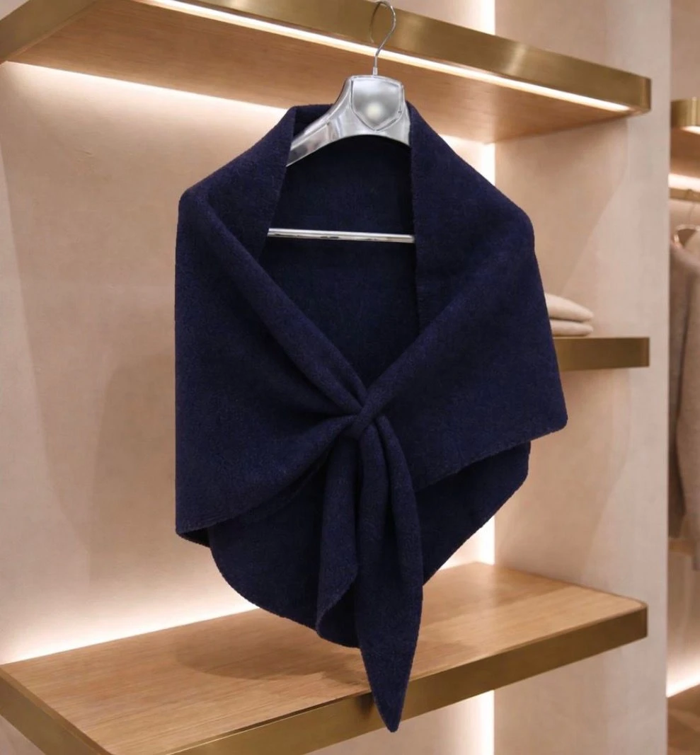 Lacivert Geçmeli Şal