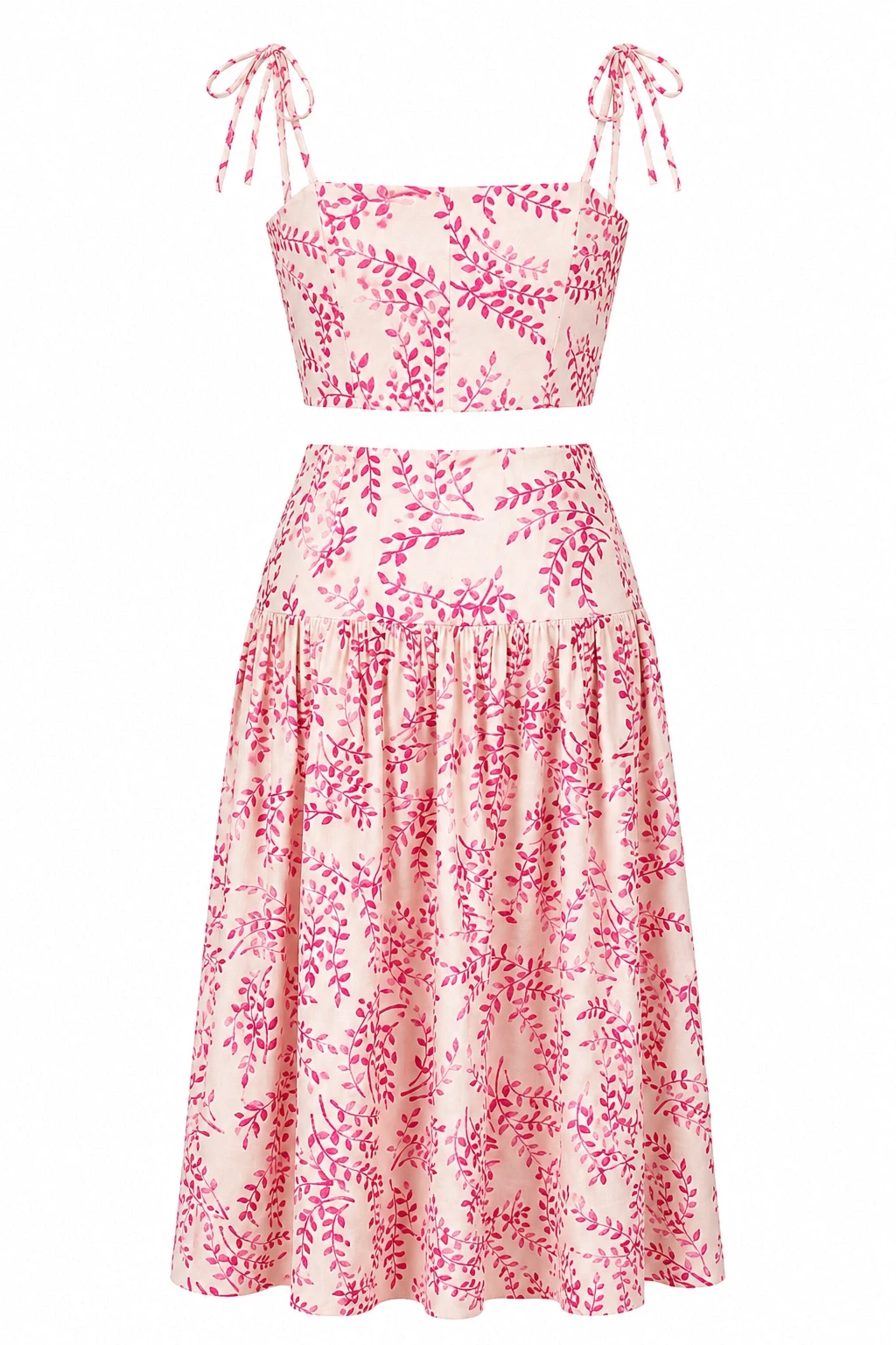 PEMBE Desenli Crop Etek Takım