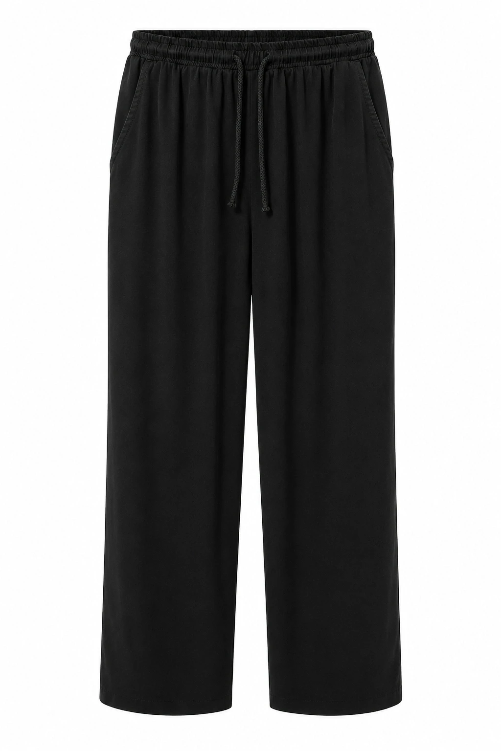 Siyah Beli Lastikli Bol Paça Pantolon