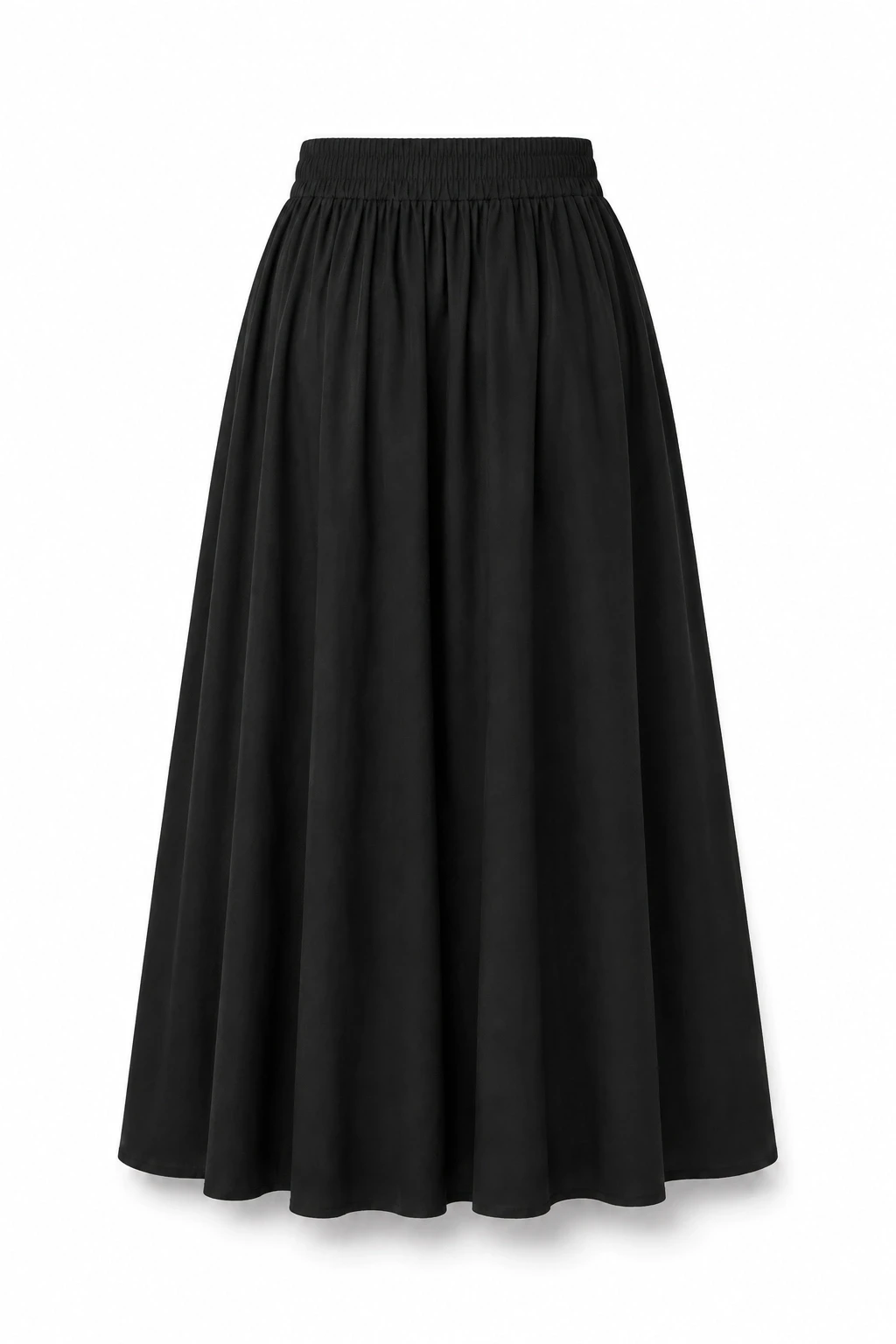 Siyah Beli Lastikli Maxi Etek