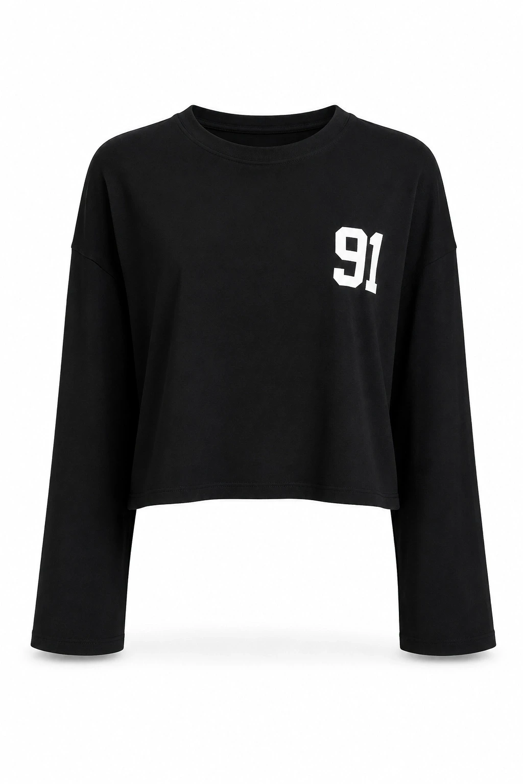 Siyah Rakam Baskı Detay Modal Sweatshirt