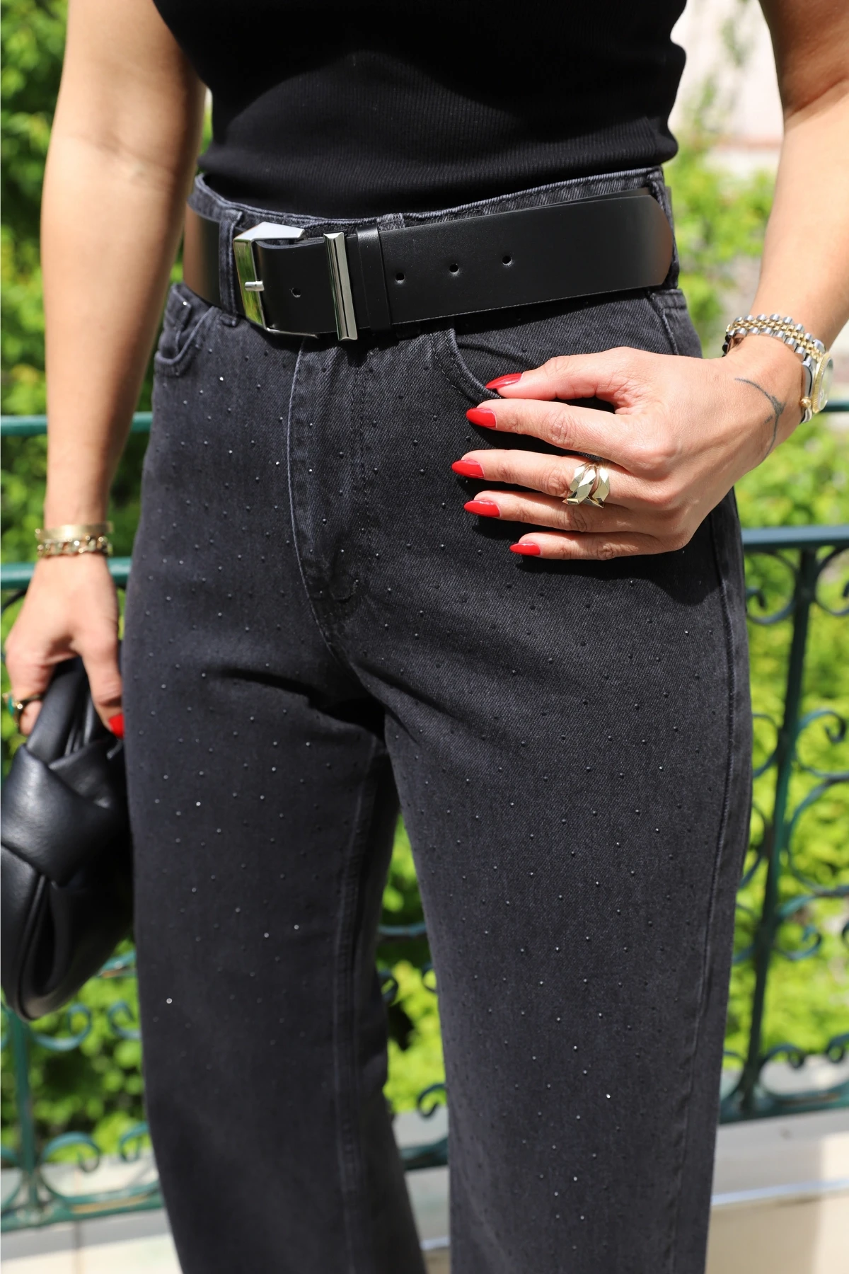 Taş Detay Jean Pantolon