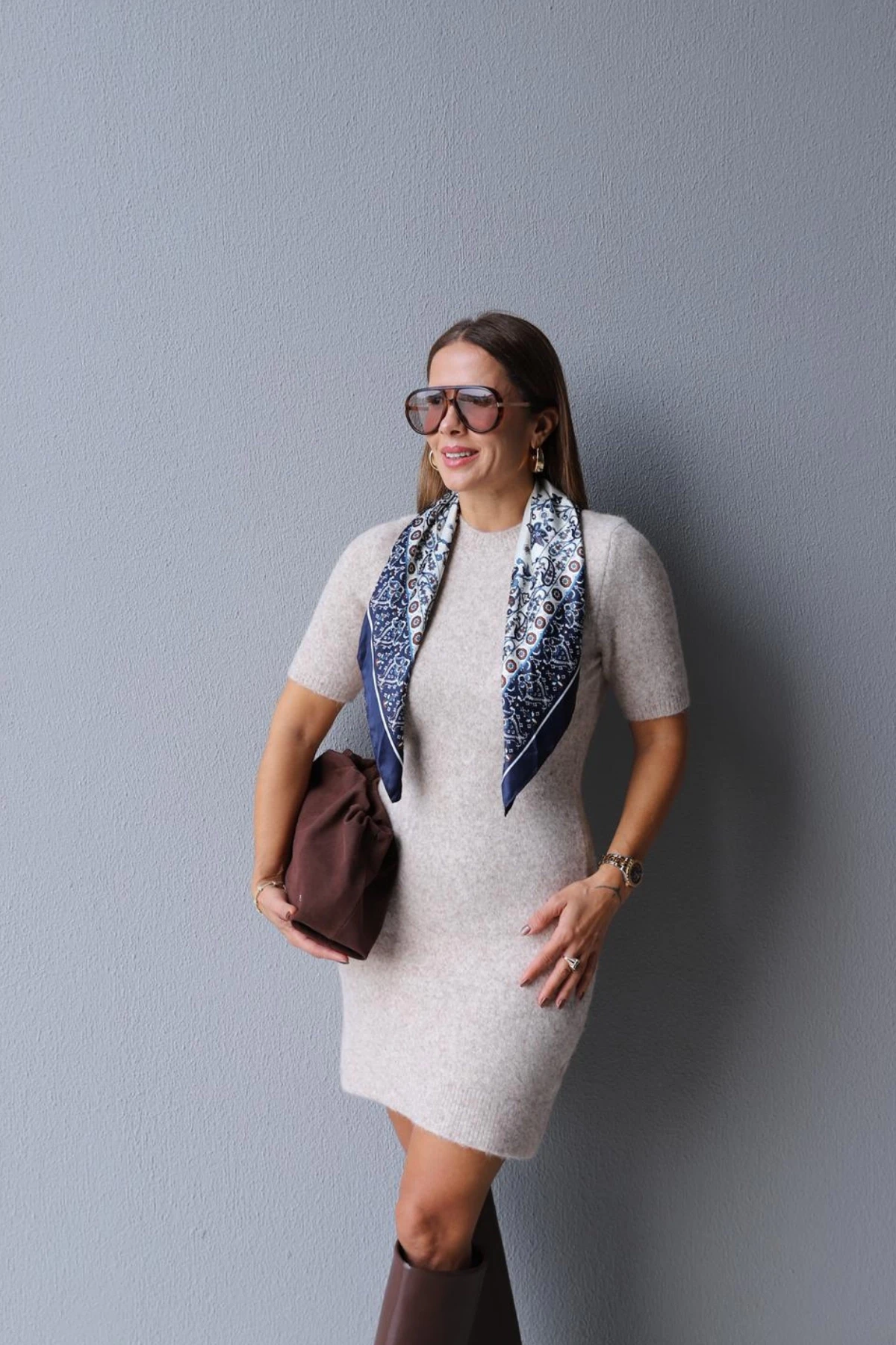 Vizon Kısa Kollu Basic Triko Elbise