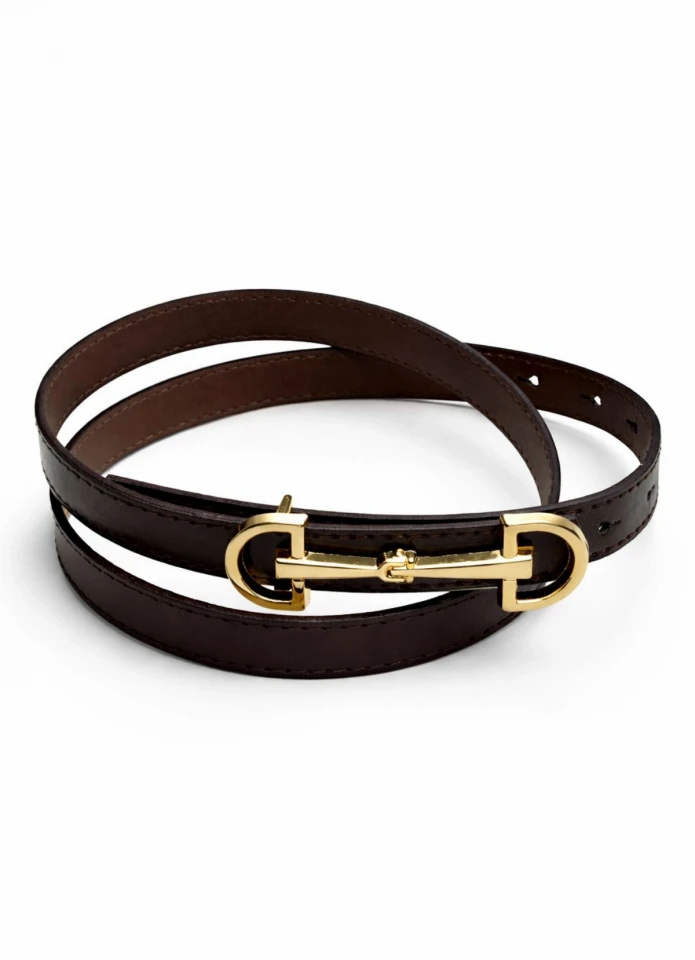 Acı Kahverengi Horsebit Toka Kemer