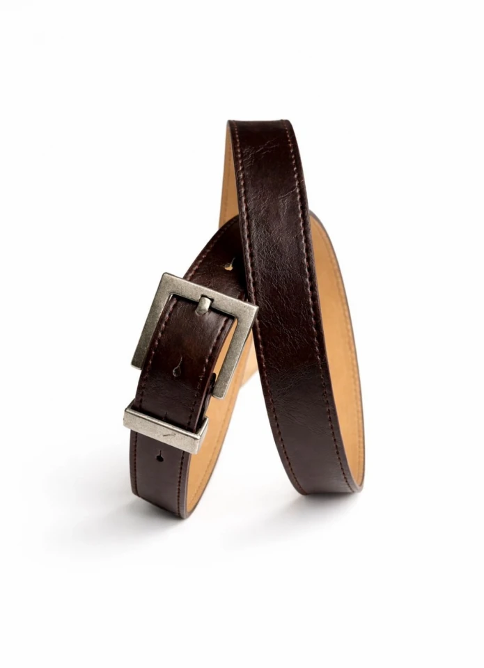 Acı Kahverengi Eskitme Kare Tokalı Kemer