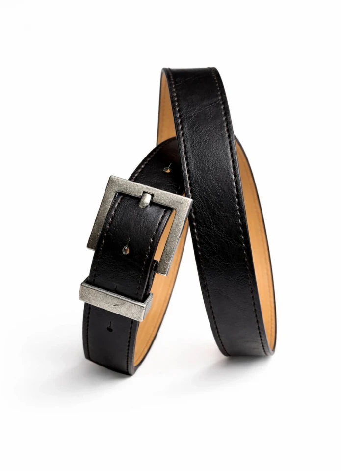 Siyah Eskitme Kare Tokalı Kemer