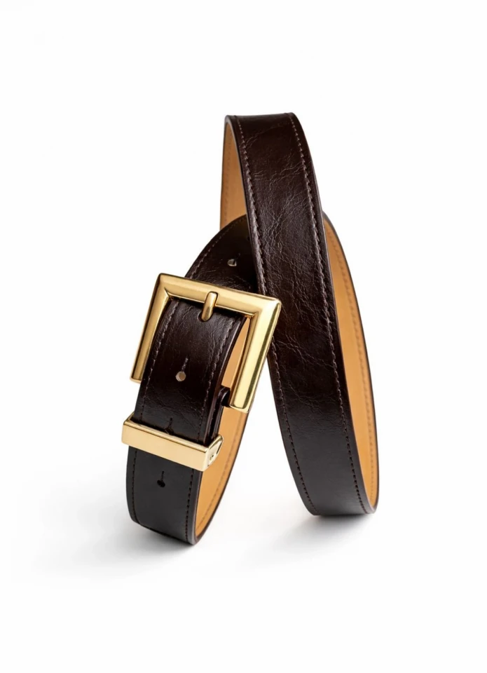 Acı Kahverengi Gold Tokalı Kemer