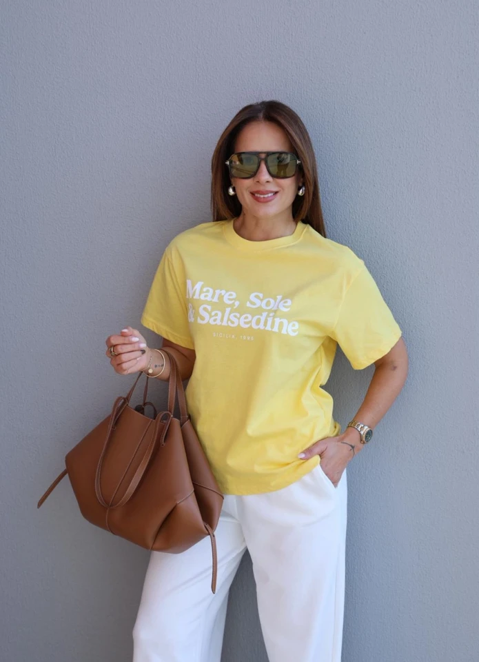 SARI Baskılı Tshirt