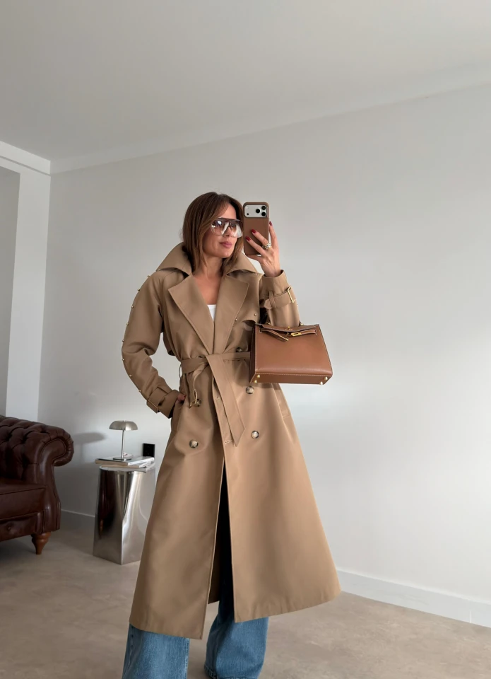 Vizon Trok Detay Kruvaze Yaka Trençkot