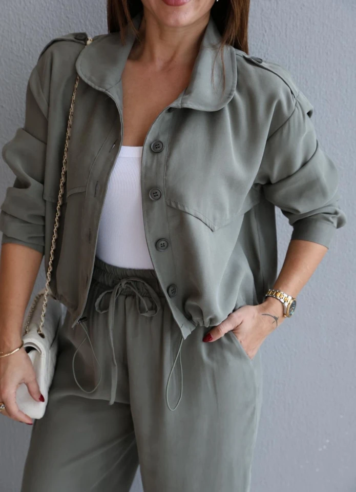 HAKİ Gömlek Yakalı Takım