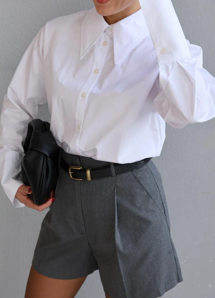 Beyaz İtalyan Yaka Gömlek