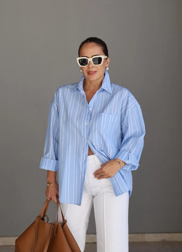 MAVİ Çizgili Gömlek