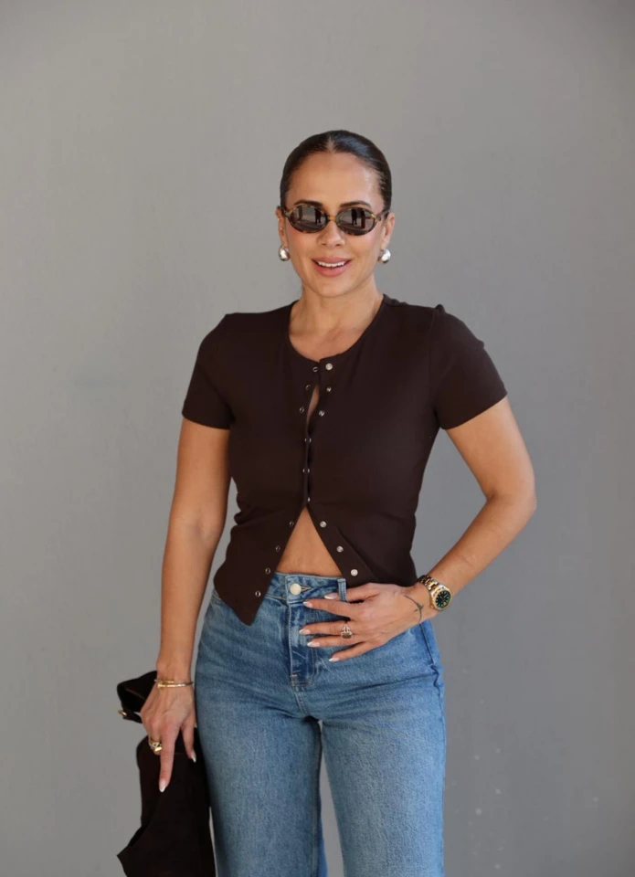 Kahverengi Çıtçıtlı Body