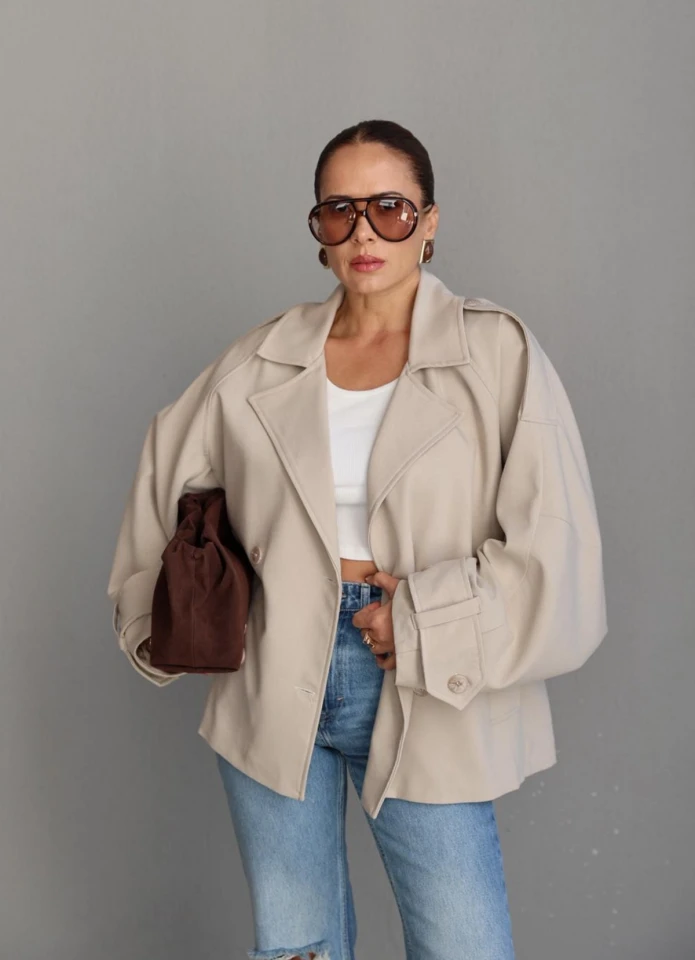 TAŞ Oversize Kısa Trenç