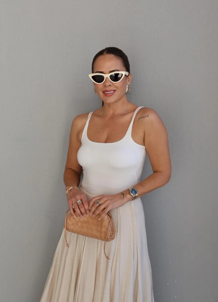 Beyaz Çift Askılı Crop