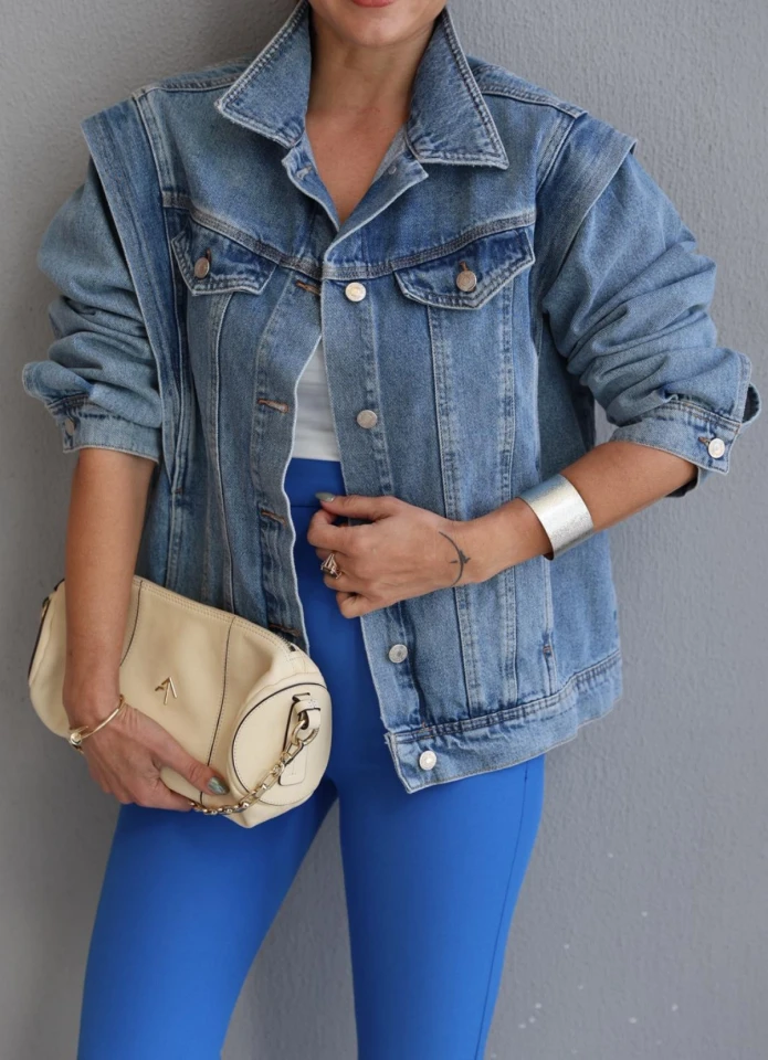 MAVİ Omuz Detay Jean Ceket