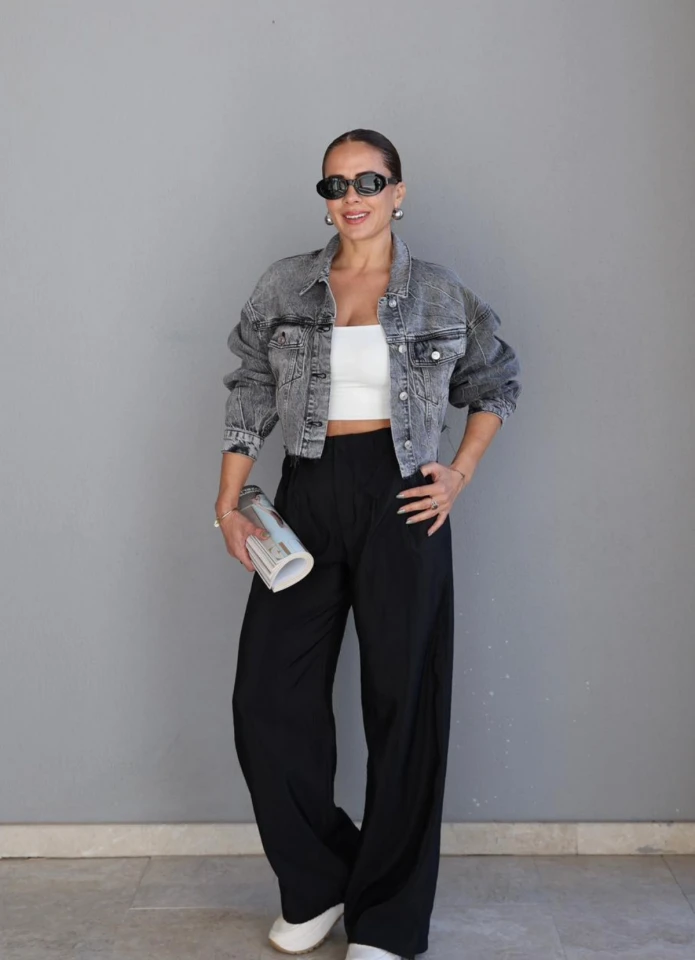 Siyah Paraşüt Kumaş Pantolon