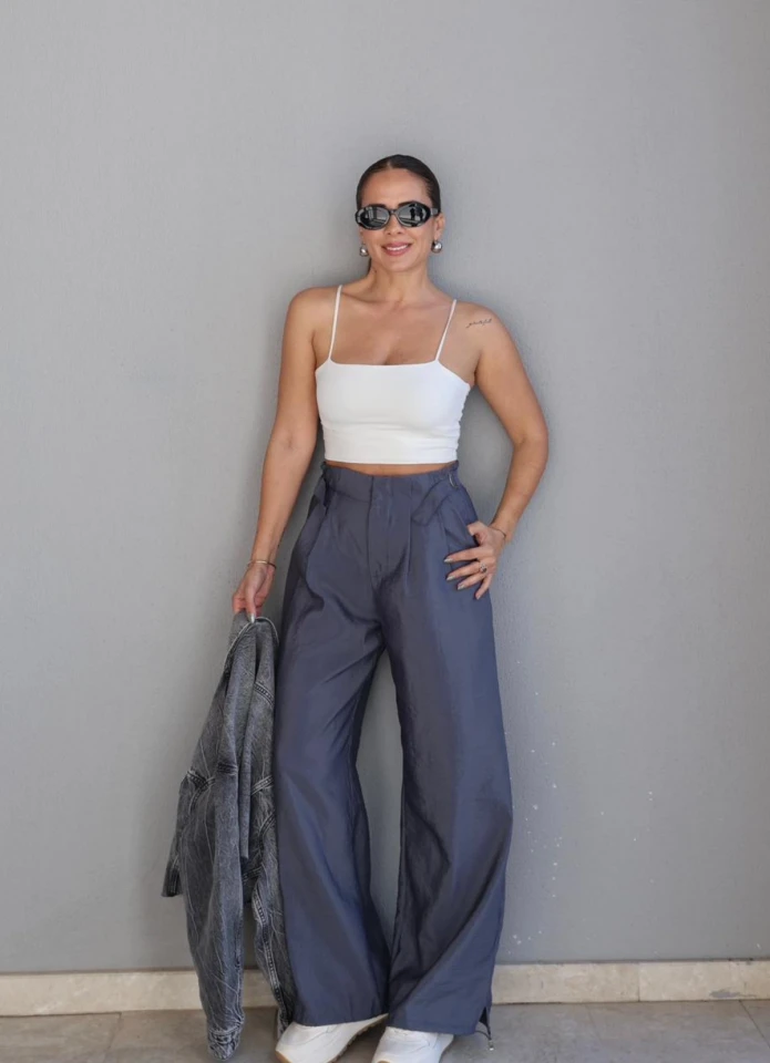 Gri Paraşüt Kumaş Pantolon