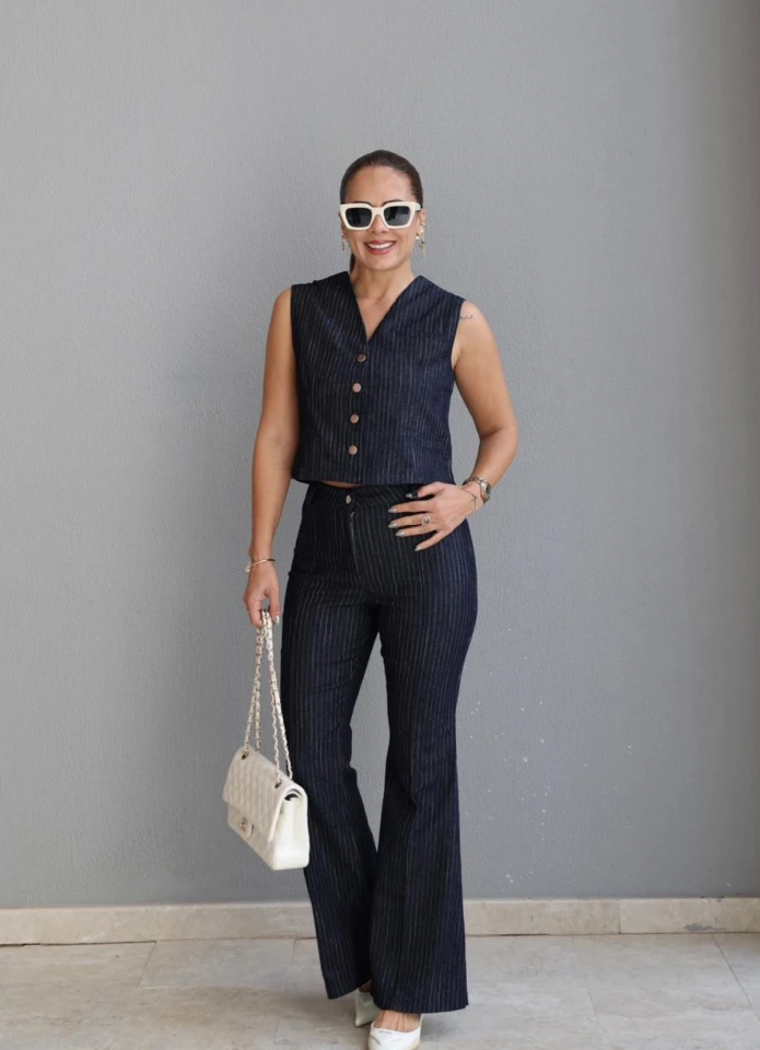 Lacivert Lycralı Jean Takım