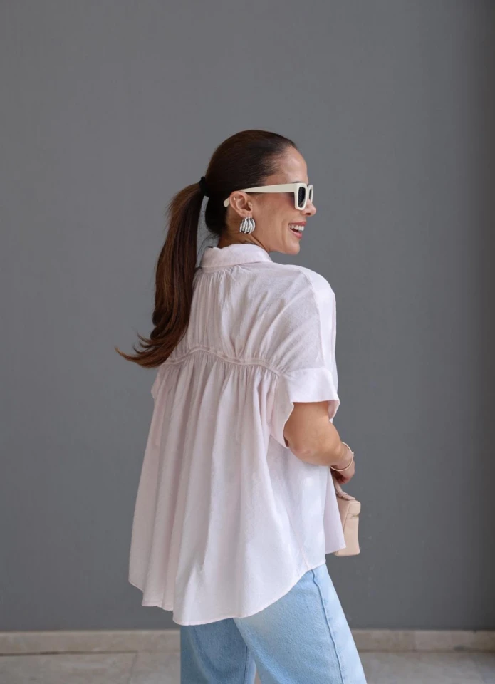 PEMBE Sırt Pile Detay Gömlek