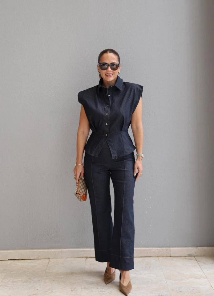 Lacivert Vatkalı Yelek Pantolon Takım