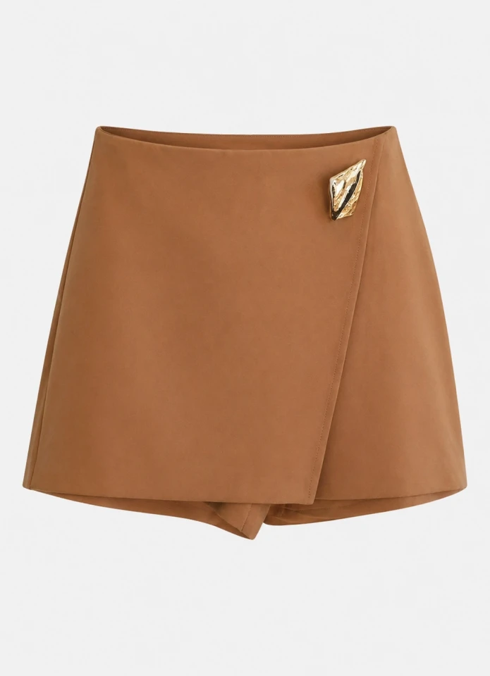Camel Gold Toka Detay Şort Etek