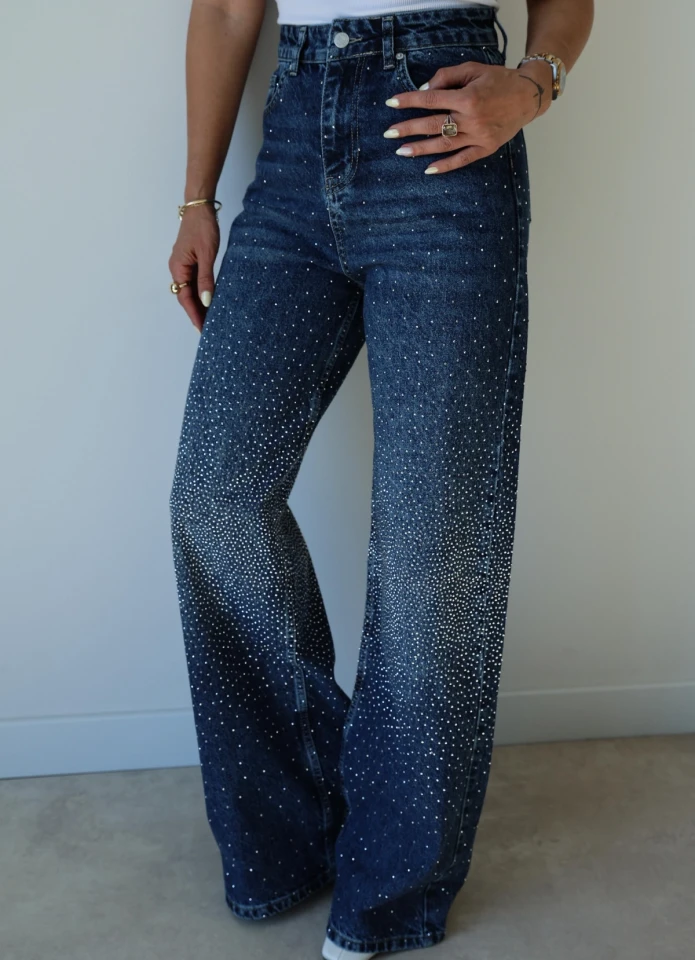 Taşlı Wide Leg Jean