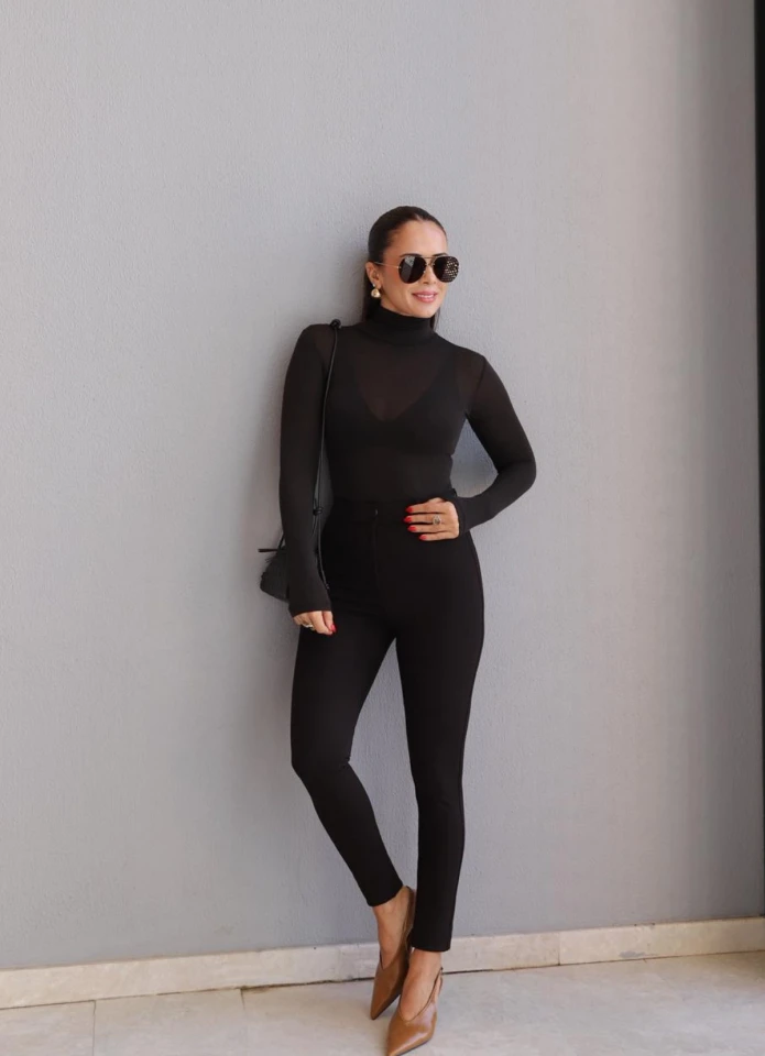 Acı Kahverengi Yüksek Bel Tayt Pantolon