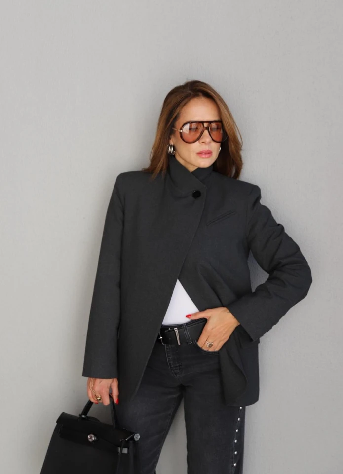 Antrasit Asimetrik Blazer