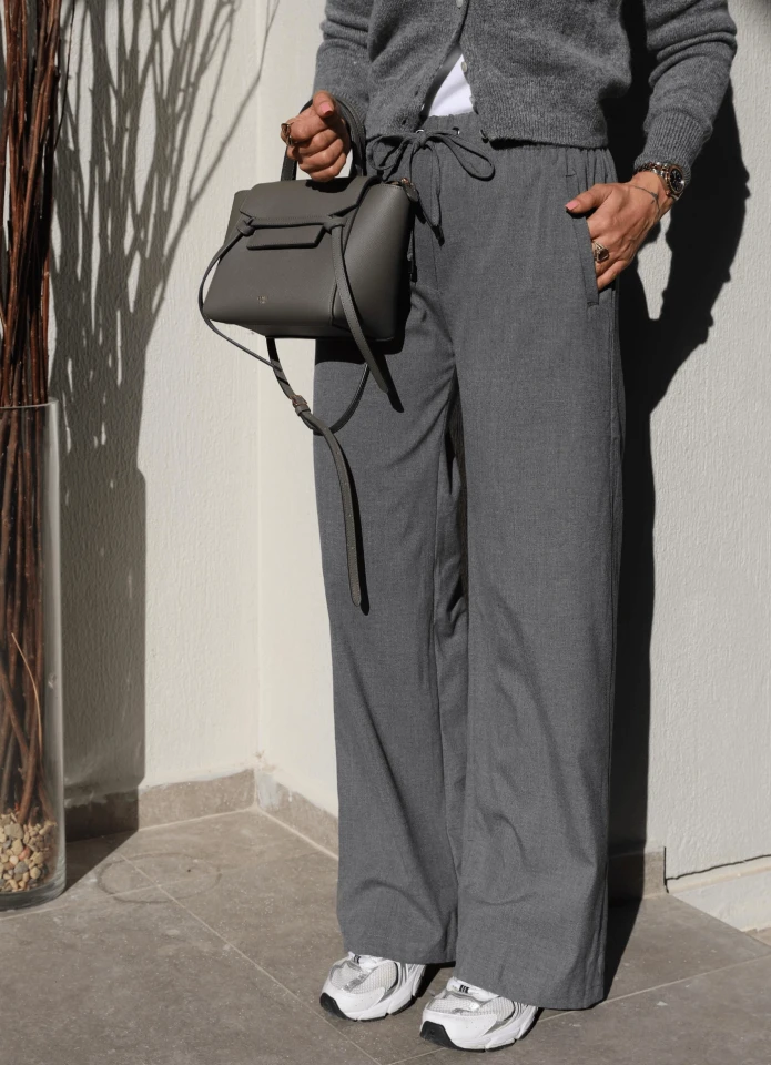 Antrasit Beli Lastikli İpli Pantolon