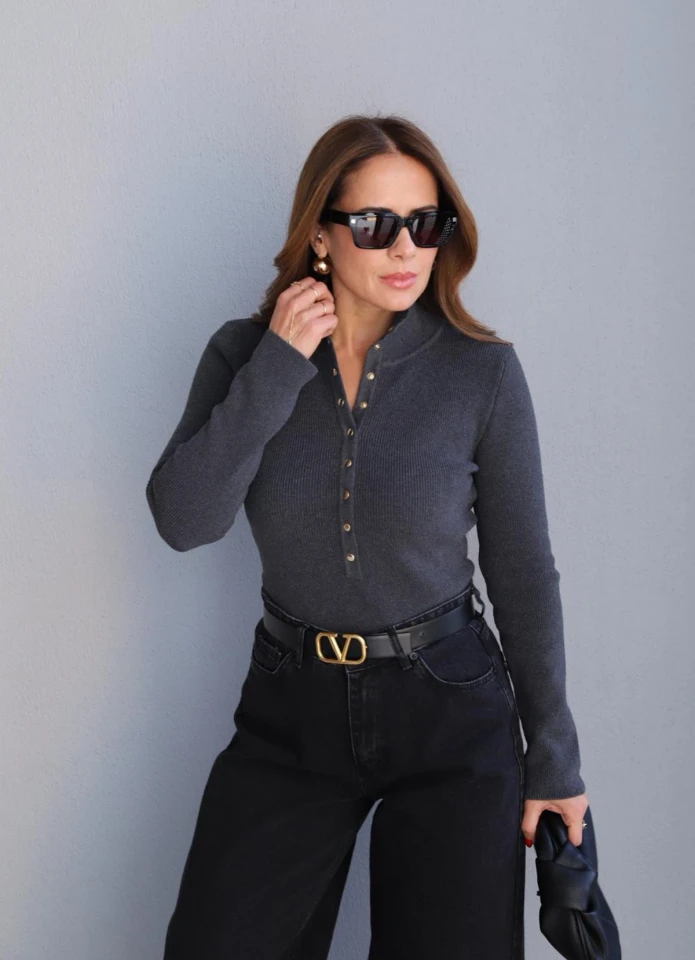 Antrasit Çıtçıtlı Triko