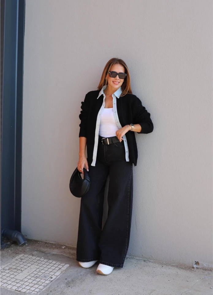 Antrasit Geniş Paça Jean Pantolon