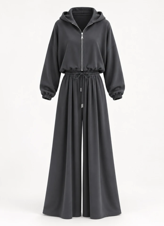 Antrasit Oversize Pantolonlu Takım