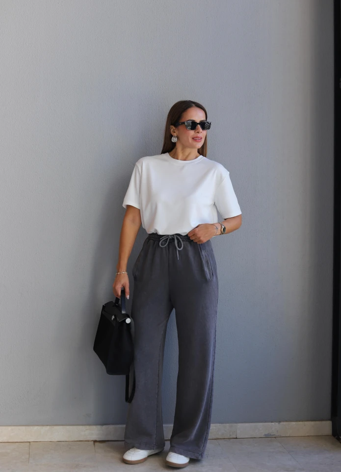 Antrasit Yıkamalı Eşofman