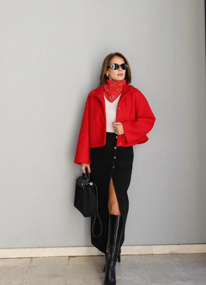 Antrasit Yırtmaçlı Jean Etek