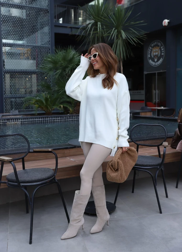 Beige Kendinden Fitilli Şardonlu Tayt