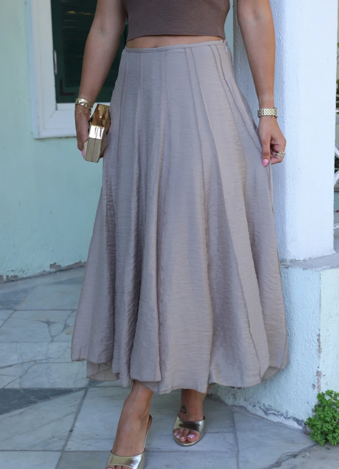 BEJ Ters Dikiş Detay Etek