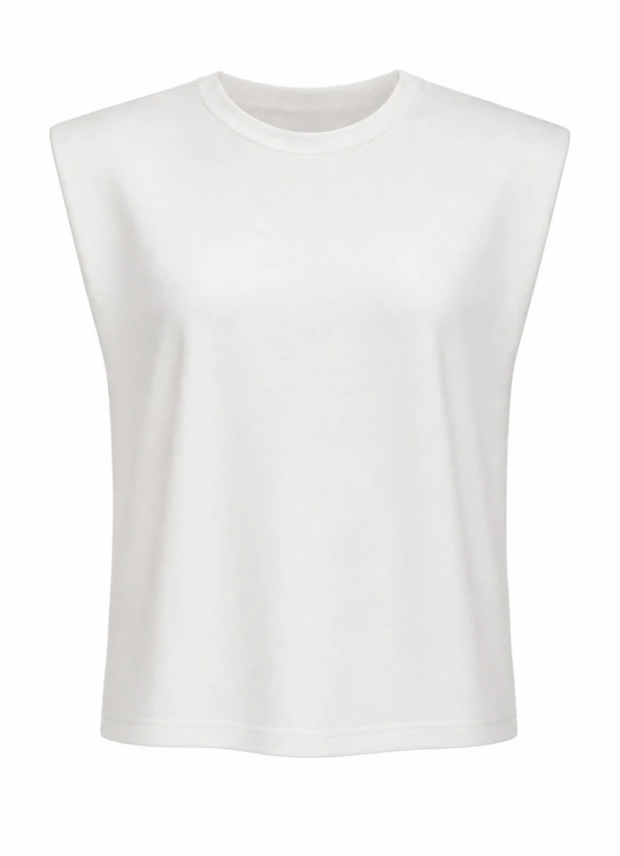 Beyaz Vatkalı Basic Tshirt