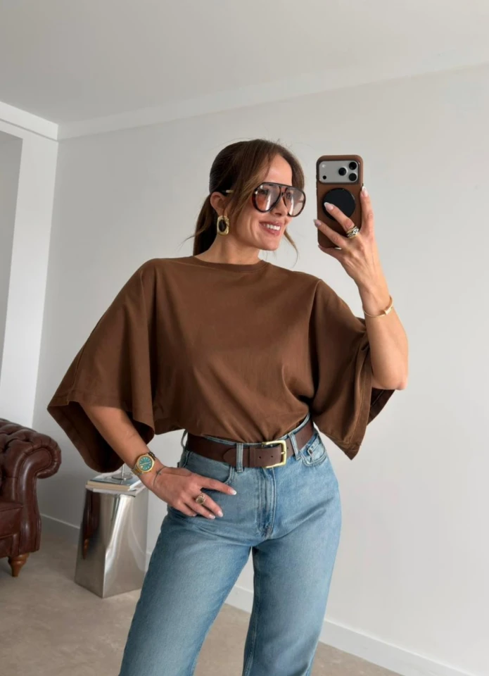 Camel Yarasa Kol Tshirt