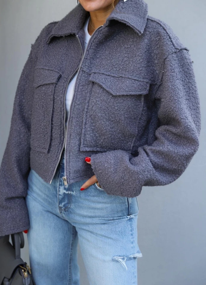 Cep Detay Buklet Ceket