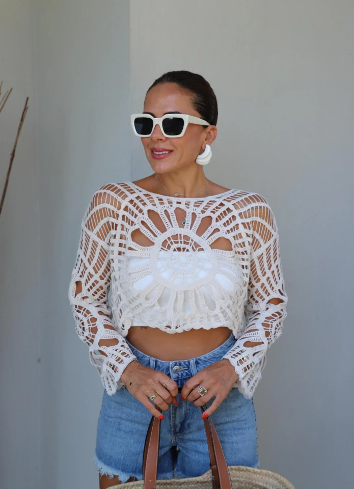 Ekru Motif Desen Triko